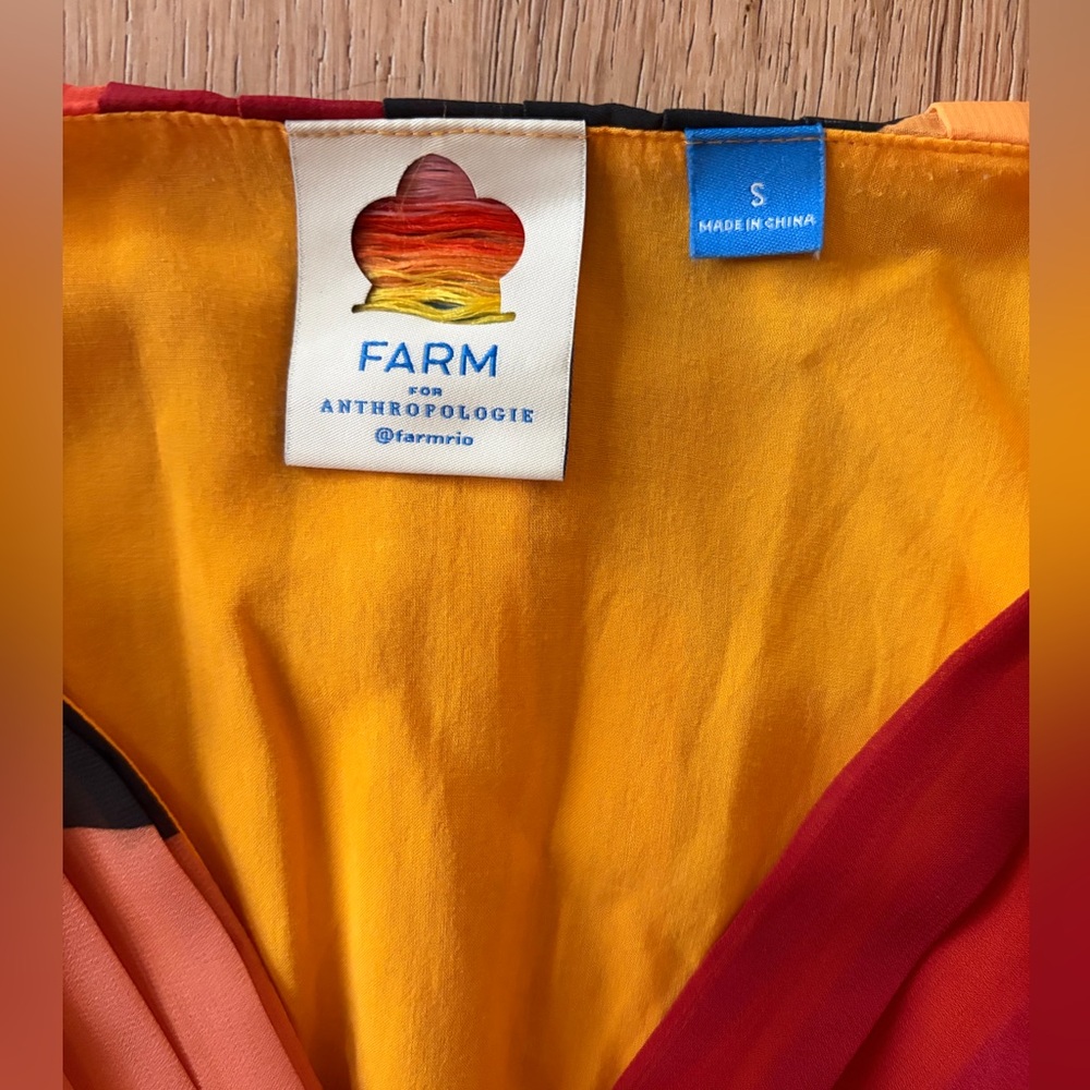 Farm Rio Maxi Wrap Dress in Warm Red, Orange and Yellow - Picture 6 of 7